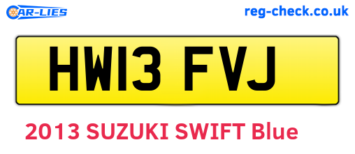 HW13FVJ are the vehicle registration plates.
