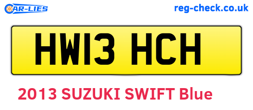 HW13HCH are the vehicle registration plates.
