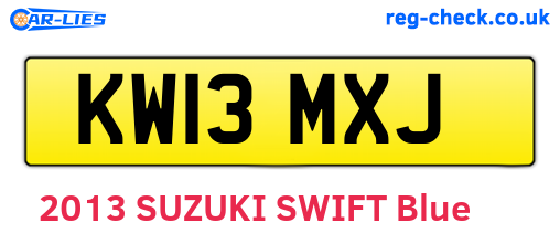 KW13MXJ are the vehicle registration plates.
