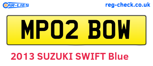 MP02BOW are the vehicle registration plates.