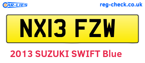 NX13FZW are the vehicle registration plates.