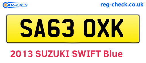 SA63OXK are the vehicle registration plates.
