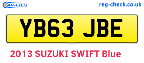 YB63JBE are the vehicle registration plates.