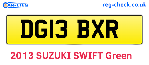 DG13BXR are the vehicle registration plates.