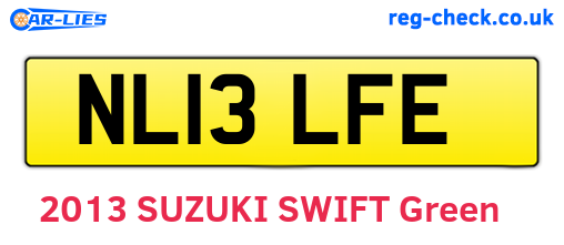 NL13LFE are the vehicle registration plates.