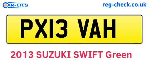 PX13VAH are the vehicle registration plates.