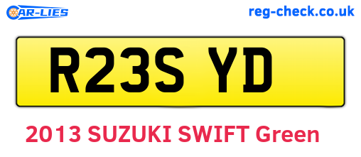 R23SYD are the vehicle registration plates.