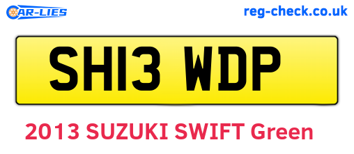 SH13WDP are the vehicle registration plates.