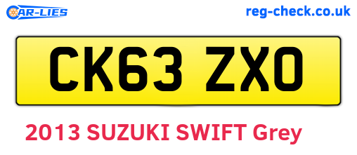 CK63ZXO are the vehicle registration plates.