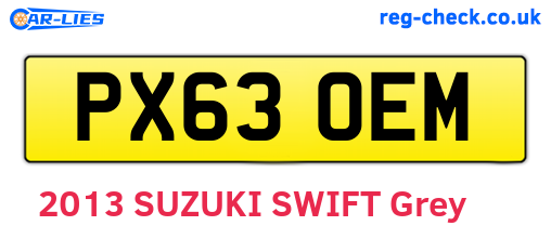 PX63OEM are the vehicle registration plates.