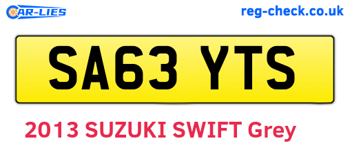 SA63YTS are the vehicle registration plates.