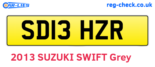 SD13HZR are the vehicle registration plates.