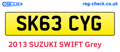 SK63CYG are the vehicle registration plates.