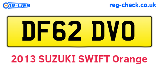 DF62DVO are the vehicle registration plates.