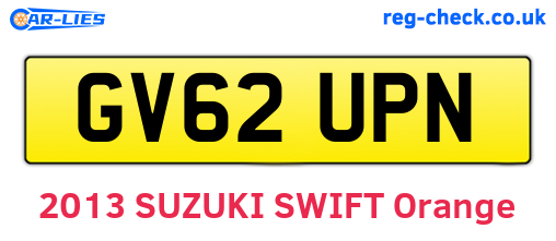 GV62UPN are the vehicle registration plates.