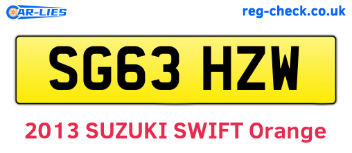 SG63HZW are the vehicle registration plates.