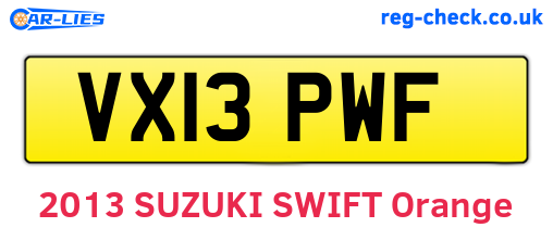 VX13PWF are the vehicle registration plates.