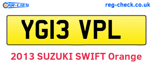 YG13VPL are the vehicle registration plates.