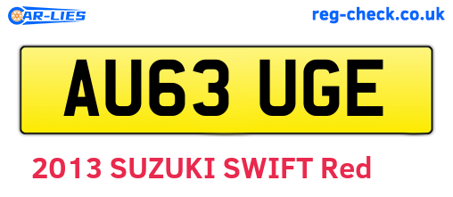 AU63UGE are the vehicle registration plates.