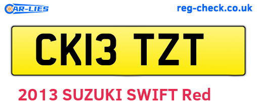 CK13TZT are the vehicle registration plates.