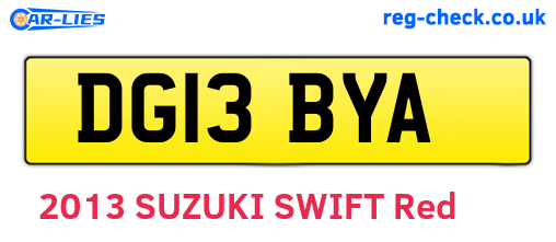DG13BYA are the vehicle registration plates.