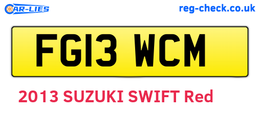 FG13WCM are the vehicle registration plates.
