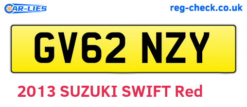 GV62NZY are the vehicle registration plates.