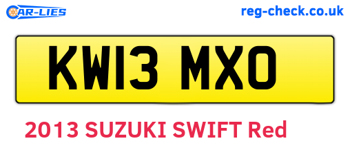 KW13MXO are the vehicle registration plates.