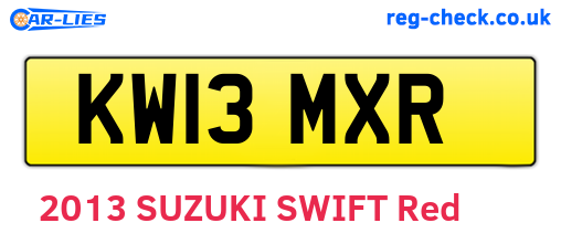 KW13MXR are the vehicle registration plates.