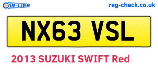 NX63VSL are the vehicle registration plates.