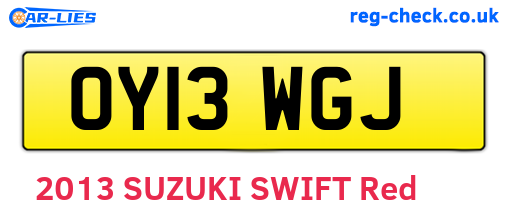 OY13WGJ are the vehicle registration plates.