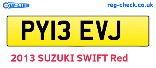 PY13EVJ are the vehicle registration plates.