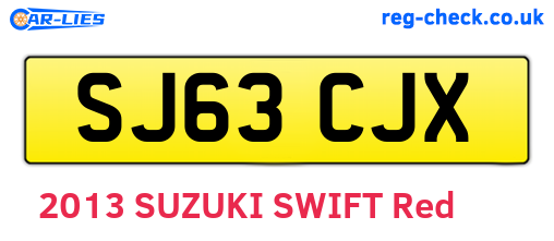 SJ63CJX are the vehicle registration plates.