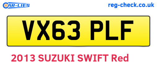 VX63PLF are the vehicle registration plates.