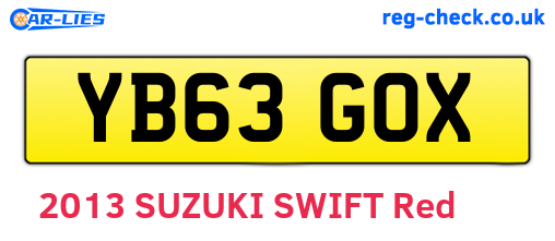 YB63GOX are the vehicle registration plates.
