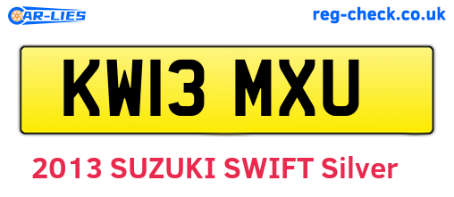 KW13MXU are the vehicle registration plates.
