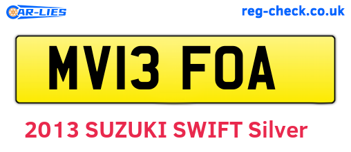MV13FOA are the vehicle registration plates.