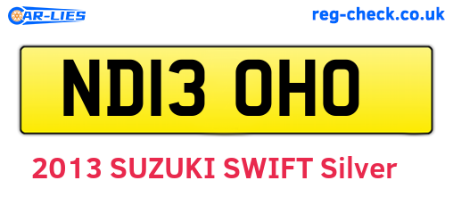 ND13OHO are the vehicle registration plates.