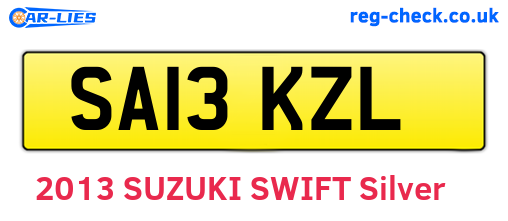SA13KZL are the vehicle registration plates.