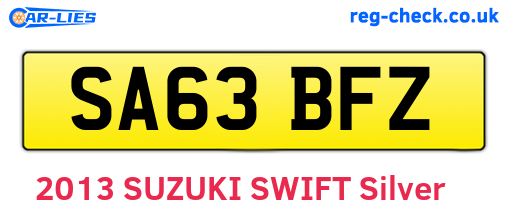 SA63BFZ are the vehicle registration plates.