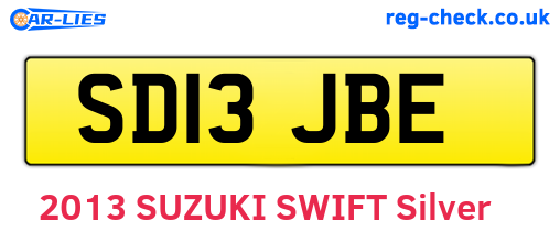 SD13JBE are the vehicle registration plates.