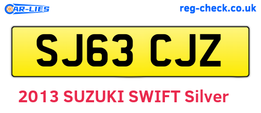 SJ63CJZ are the vehicle registration plates.
