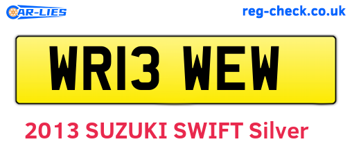 WR13WEW are the vehicle registration plates.