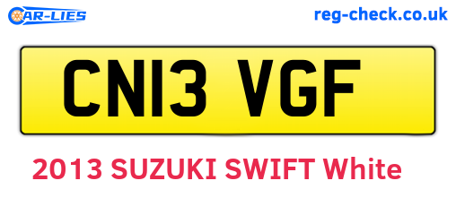 CN13VGF are the vehicle registration plates.