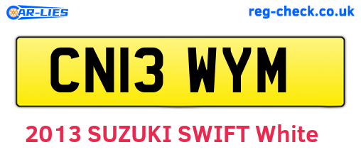 CN13WYM are the vehicle registration plates.
