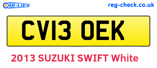 CV13OEK are the vehicle registration plates.