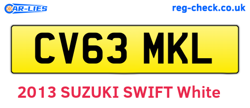 CV63MKL are the vehicle registration plates.