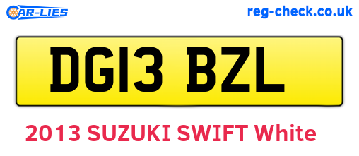 DG13BZL are the vehicle registration plates.