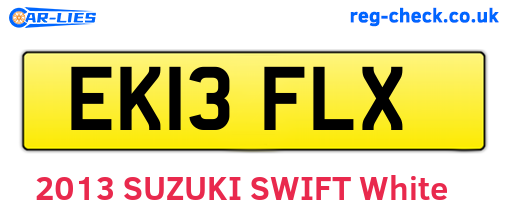 EK13FLX are the vehicle registration plates.