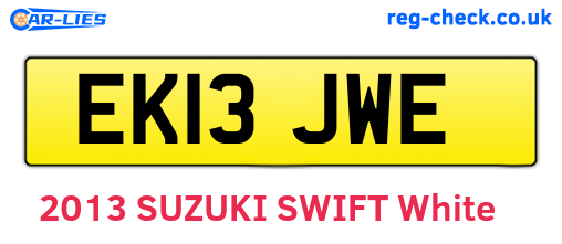 EK13JWE are the vehicle registration plates.
